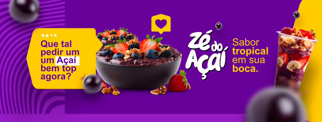 Zé do Açaí com frutas e complementos